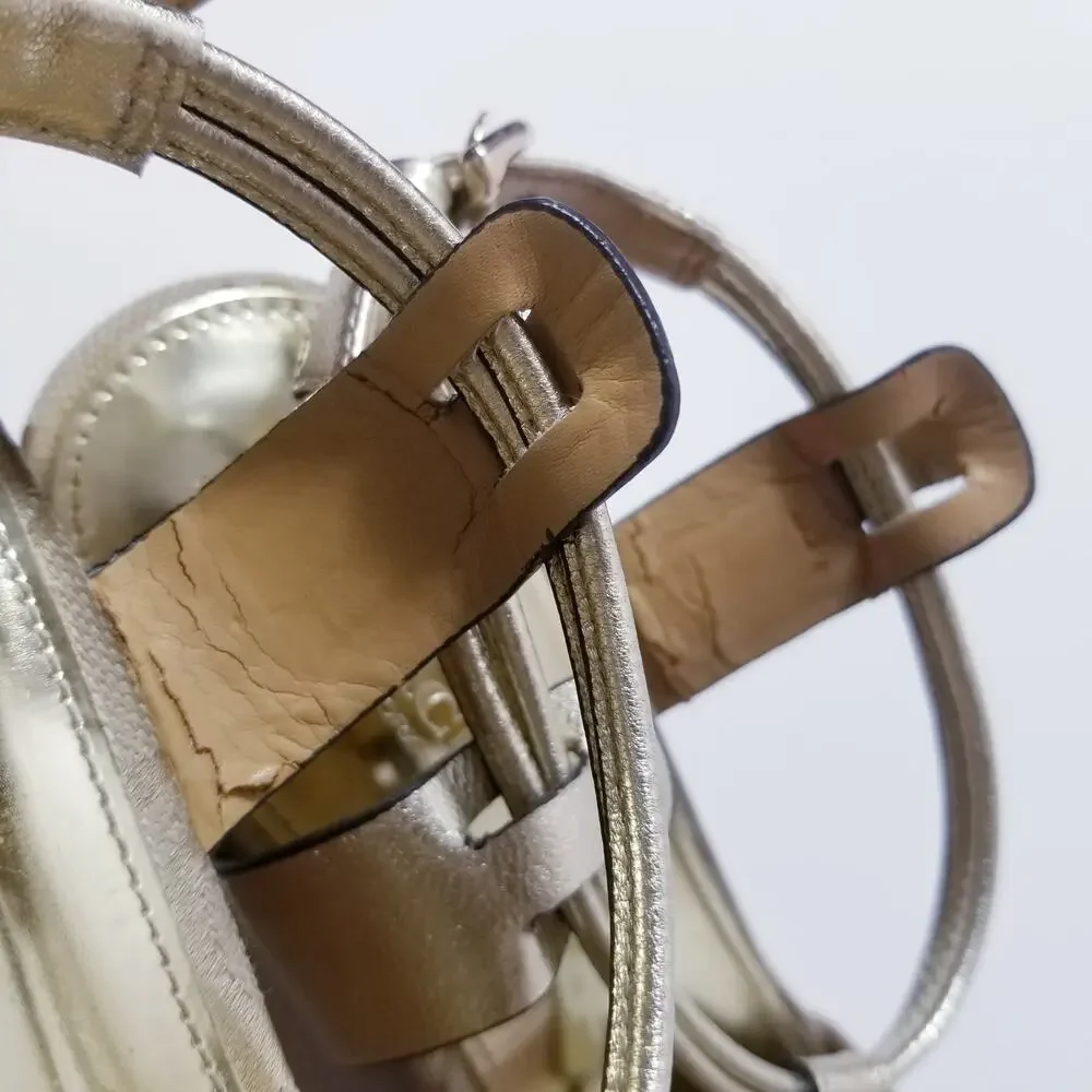 Coach Ivory Metallic Cork Wedge Sandals - Picture 7 of 13